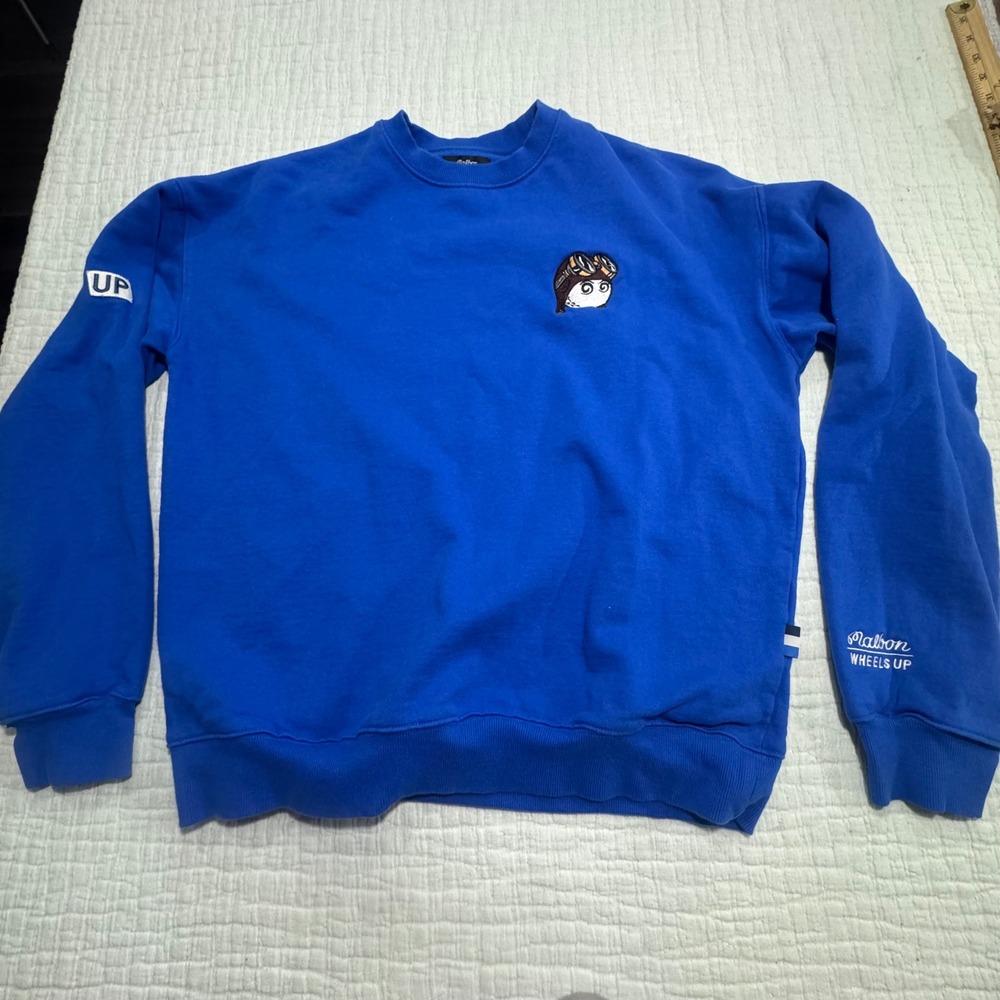 EUC‎ Malbon x Wheels Up Collab SweatShirt Mens Sz M Navy Blue Golf & Aviation